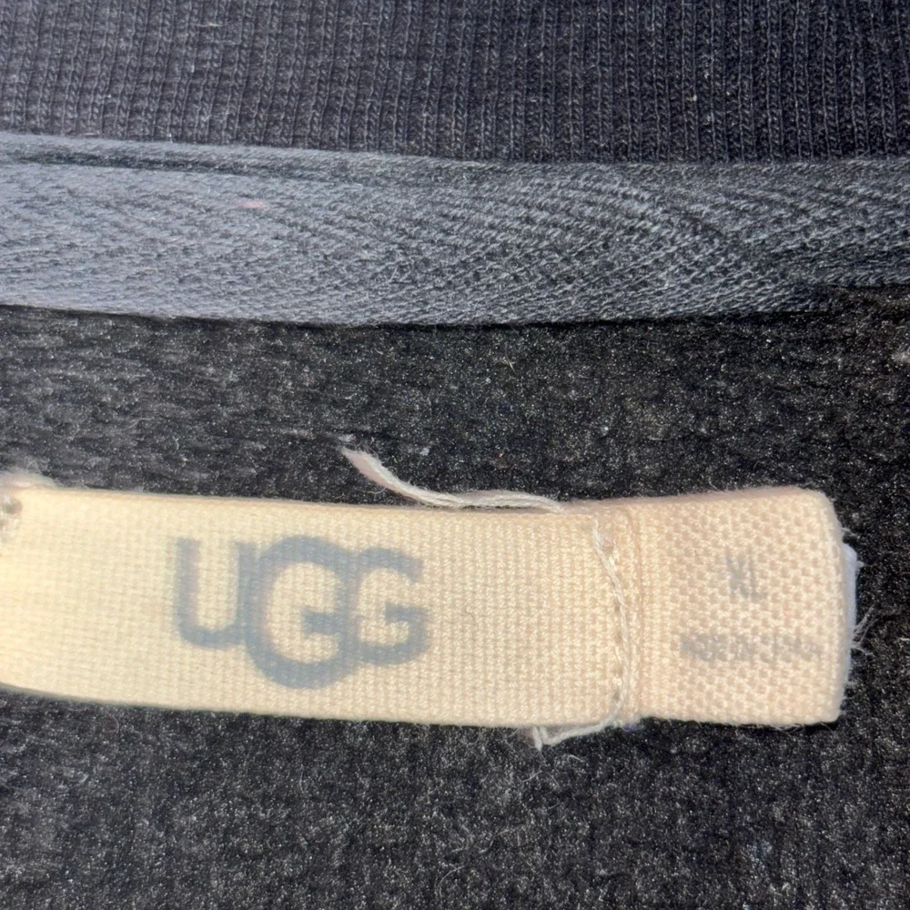 UGG Gordon Quarter-Zip Pullover Sweatshirt Mens XL Black Fleece Lined Casual.